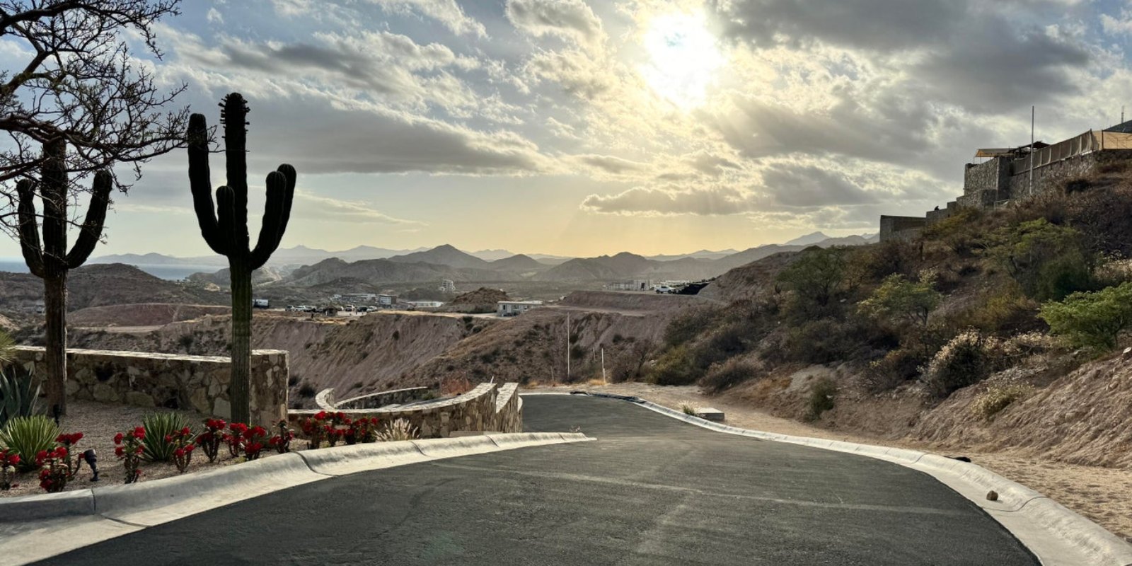 The road into a gated community in Palmilla