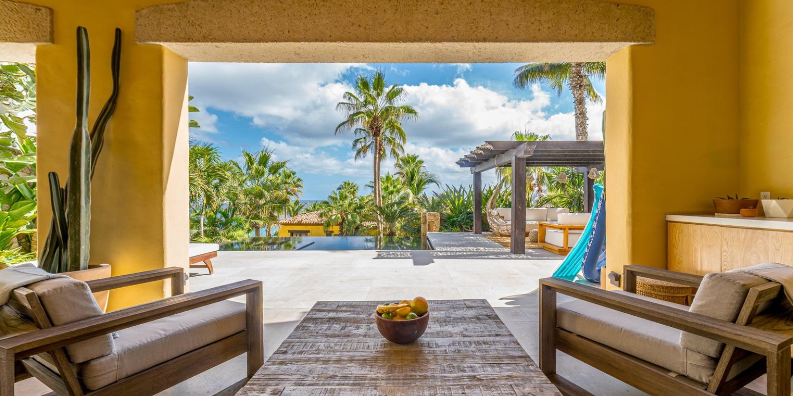 Living space opening onto a terrace in Cabo San Lucas