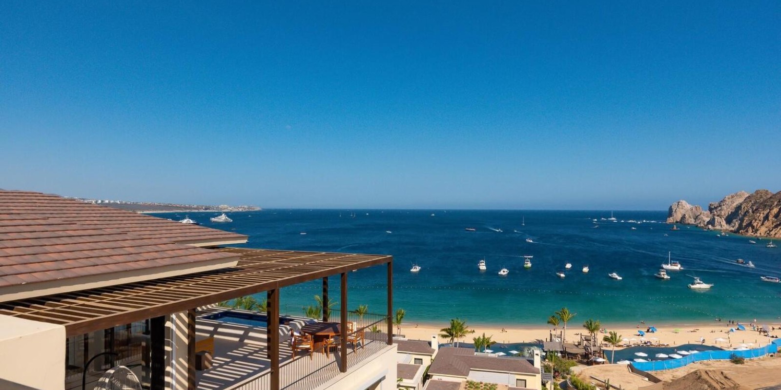 Terrace over the bay at Hacienda Beach Club, Cabo San Lucas